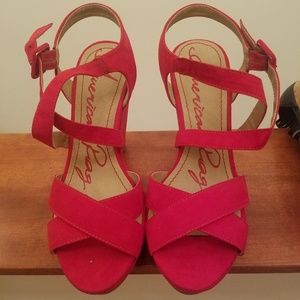 Red Suede Wedge Sandal